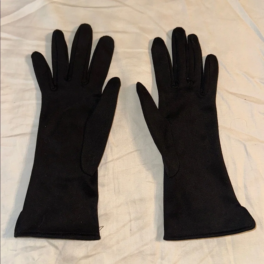 Vintage NWOT Mid Century Black Cloth‎ Gloves